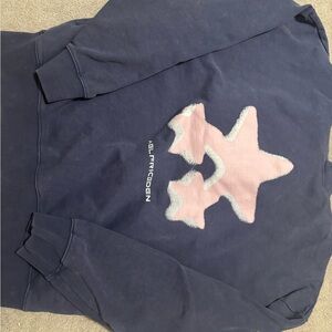 Self Blue Sweatshirt with Pink Star Design by Aelfric Eden